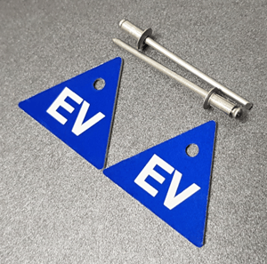 EV tags with rivets