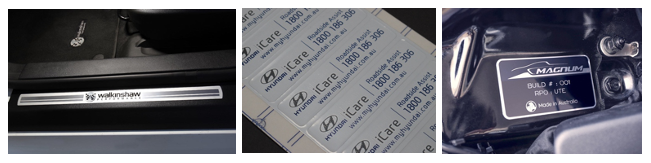 Decorative Metal Nameplates, Self Adhesive Labels and Metal Nameplates collage